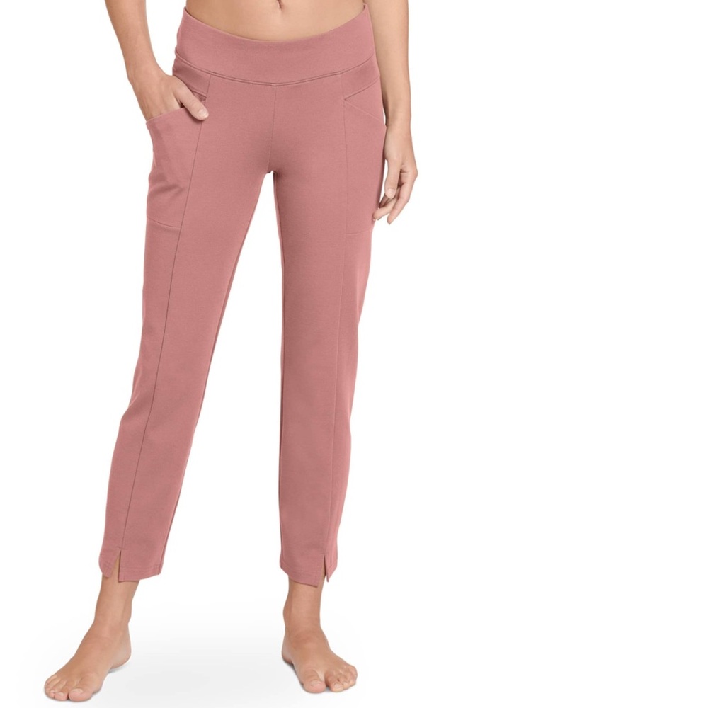 Jockey Women’s Yoga Cropped Slit Flare Stretch Pant Mauve Pink Size Medium NWT